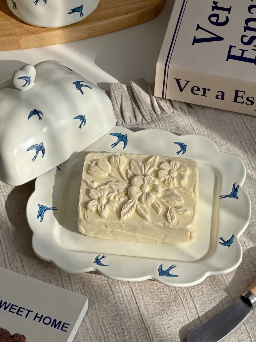 Масленка ласточки для сливочного масла керамическая
