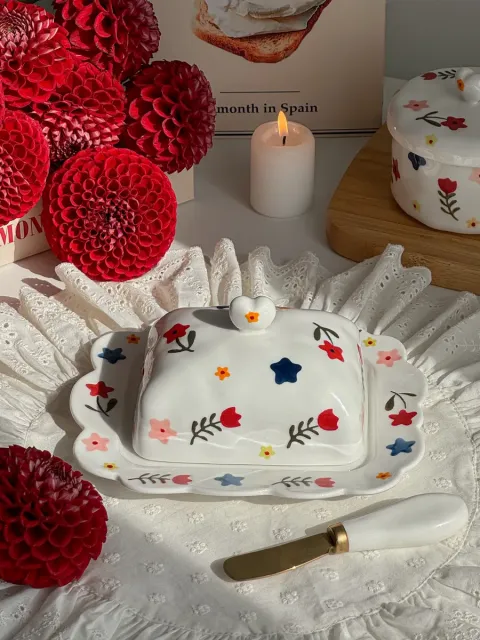 Масленка для сливочного масла, с крышкой керамическая